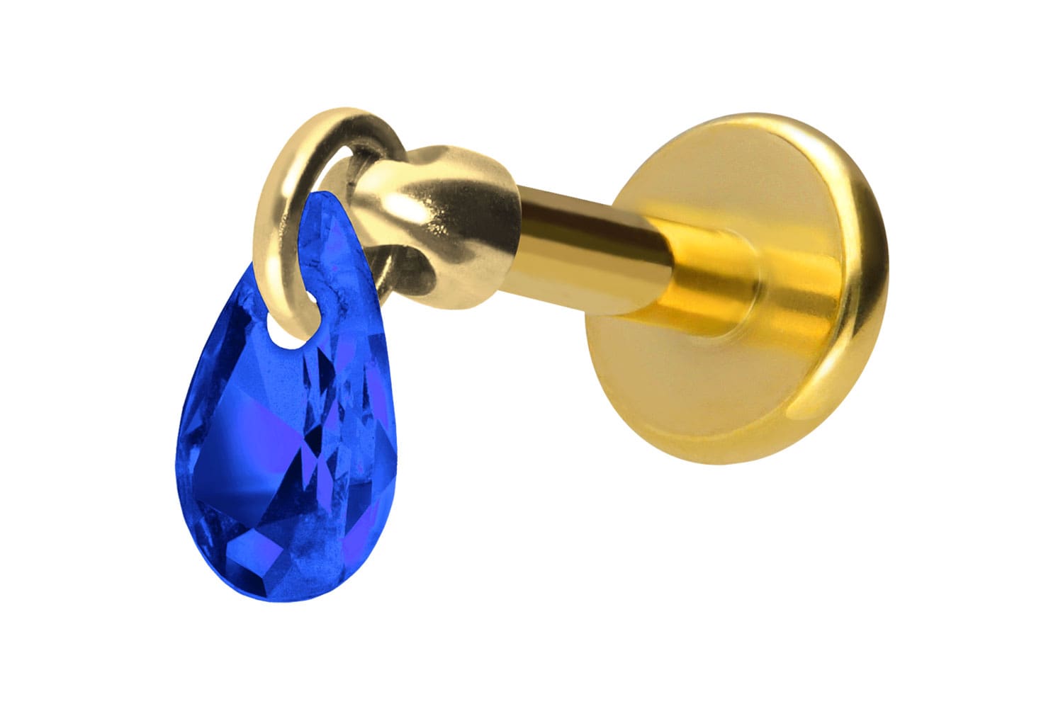 Titan Labret Piercing mit Innengewinde KRISTALLTROPFEN